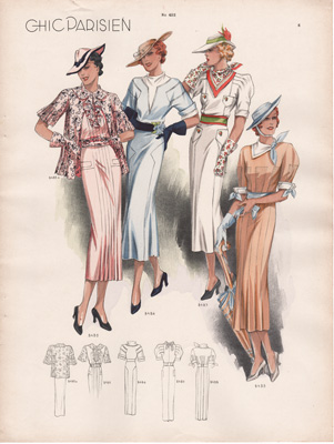 vintage fashion prints art deco chic parisien 1936